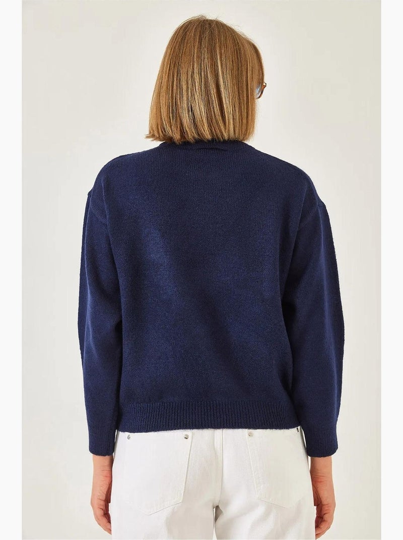 Camisola básica de gola redonda lucci Azul-marinho - Kiabi