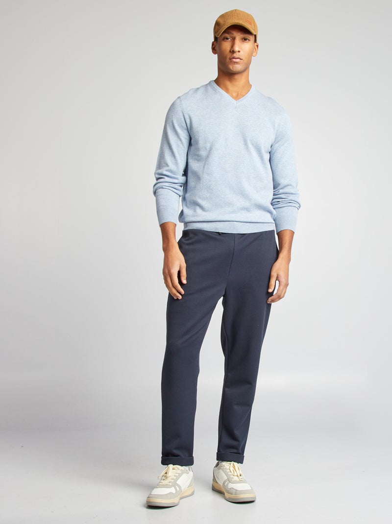 Camisola básica de malha lisa AZUL - Kiabi