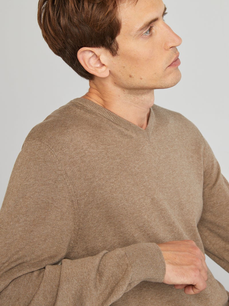 Camisola básica de malha lisa BEGE - Kiabi