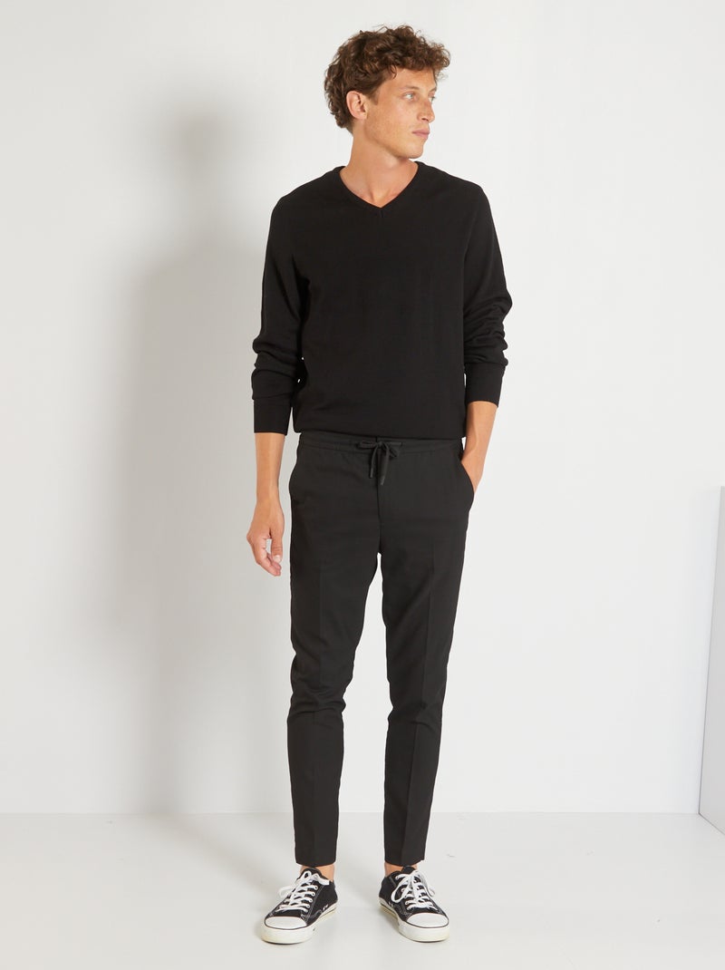 Camisola básica de malha lisa Preto - Kiabi
