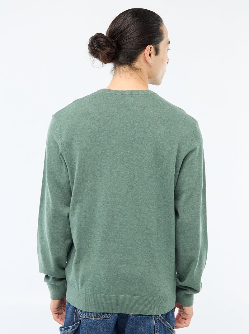 Camisola básica de malha lisa Verde - Kiabi
