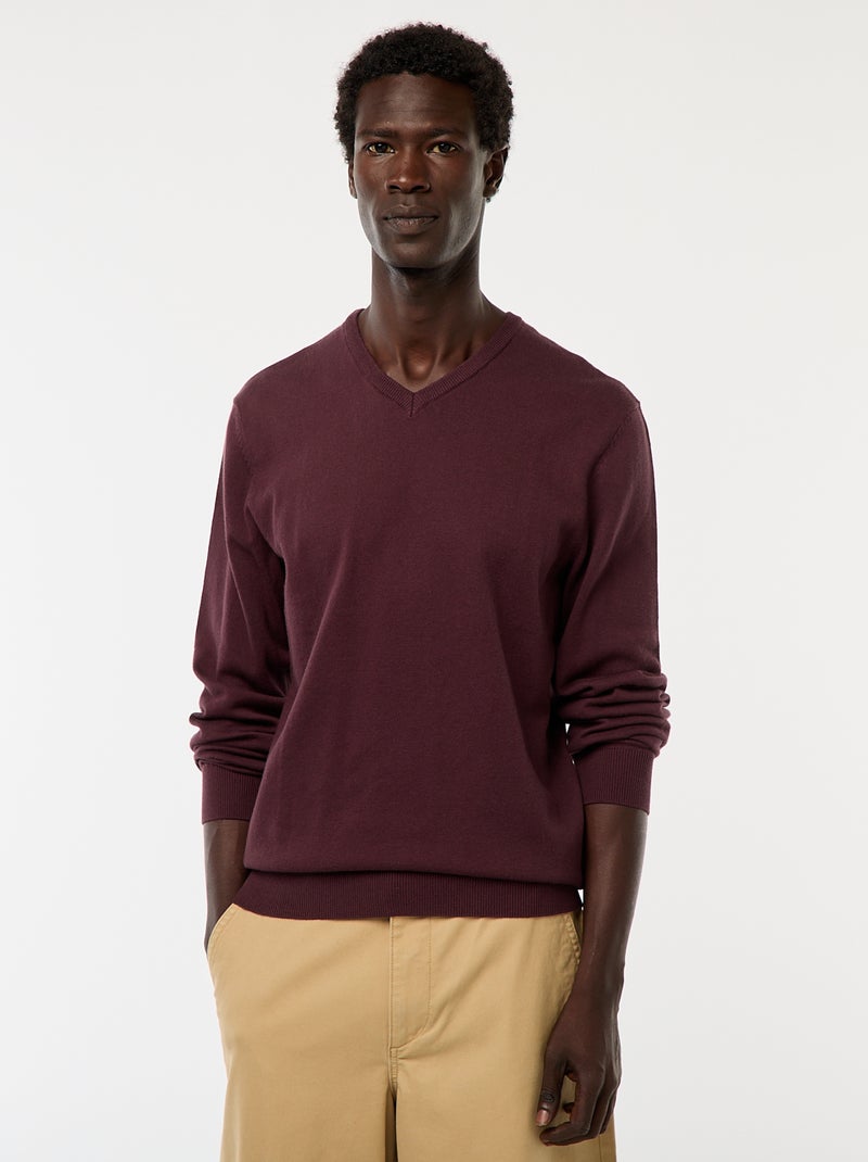 Camisola básica de malha lisa Violeta - Kiabi