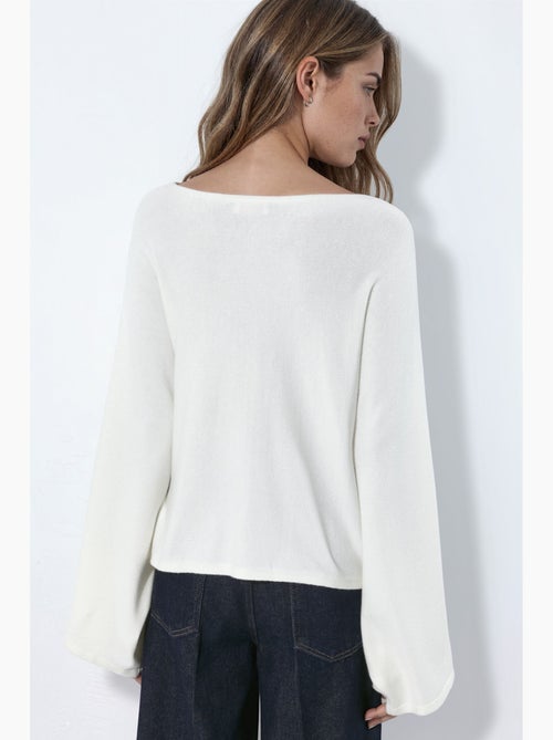 Camisola básica de malha macia com decote barco hiccup - Kiabi Camisola básica de malha macia com decote barco hiccup - Kiabi