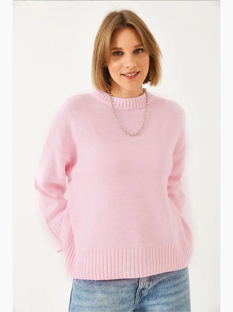 Camisola básica oversized de malha lucci Rosa-claro - Kiabi