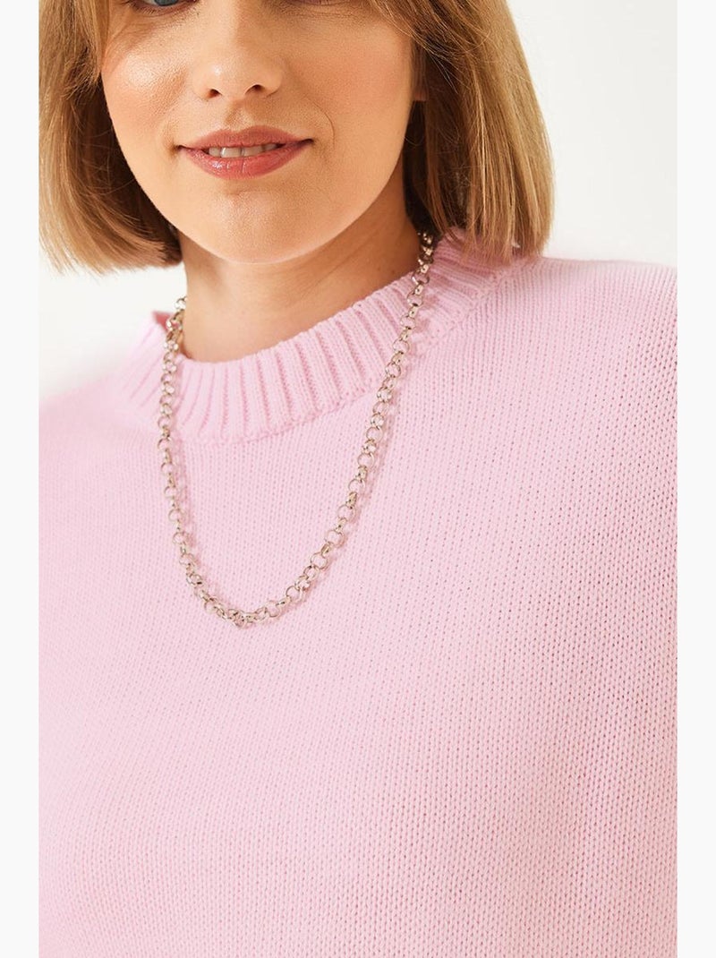 Camisola básica oversized de malha lucci Rosa-claro - Kiabi