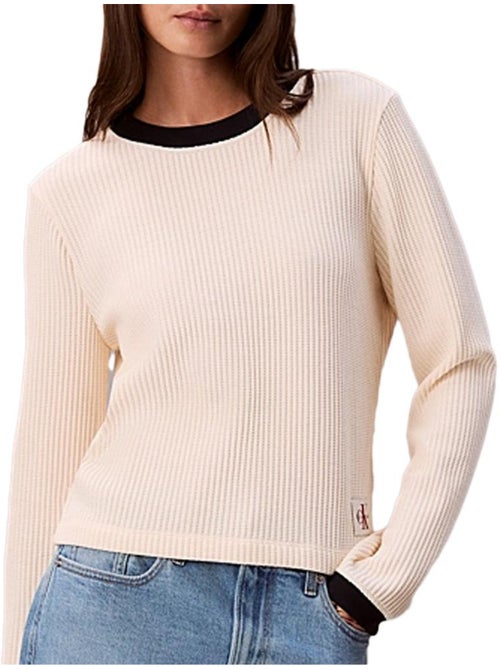 Camisola bege de mulher calvin klein jeans waffle - Kiabi