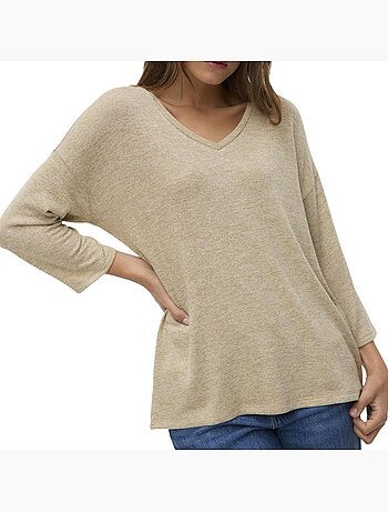 Camisola bege mesclado vero moda briannas para mulher