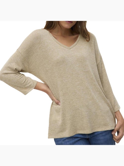 Camisola Bege Mesclado Vero Moda Briannas para Mulher - Kiabi Camisola Bege Mesclado Vero Moda Briannas para Mulher - Kiabi