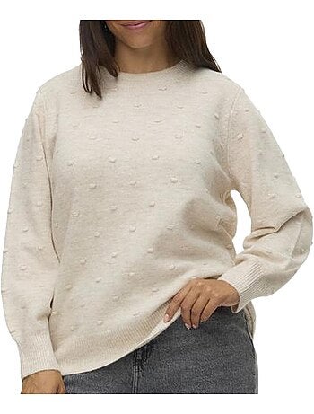 Camisola bege para mulher vero moda curve francesca