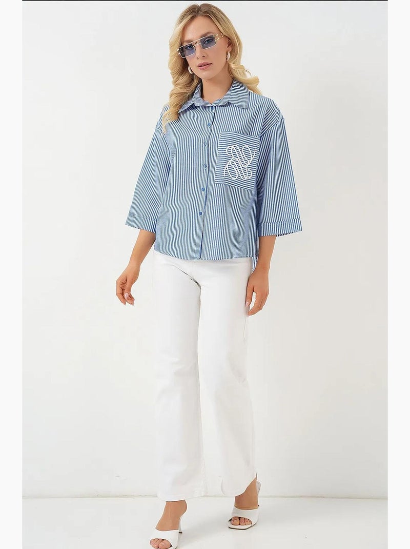 Camisola bordada de bolso único bdart Azul-marinho - Kiabi