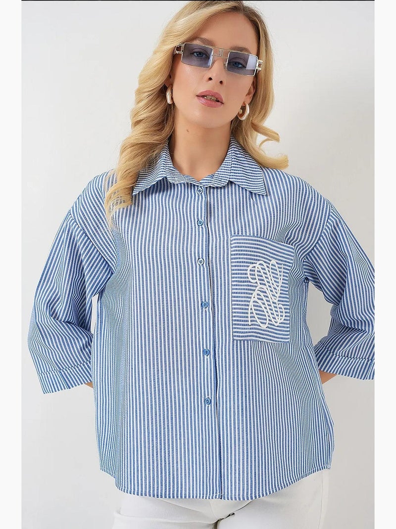 Camisola bordada de bolso único bdart Azul-marinho - Kiabi