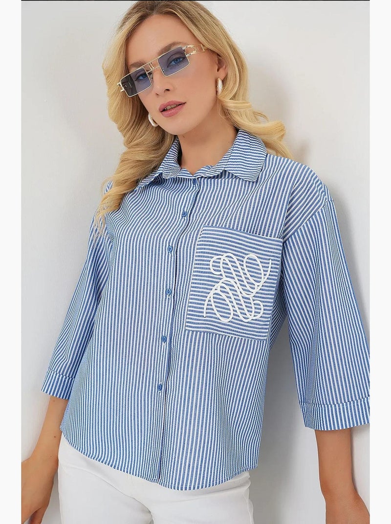 Camisola bordada de bolso único bdart Azul-marinho - Kiabi