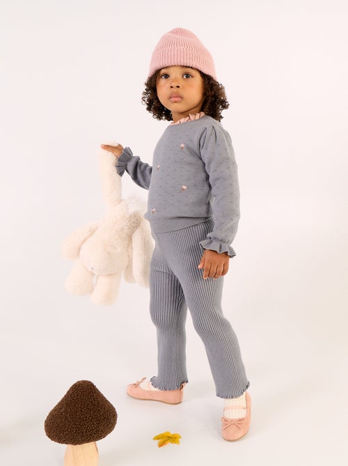 Camisola bordada em malha pointelle - Kiabi