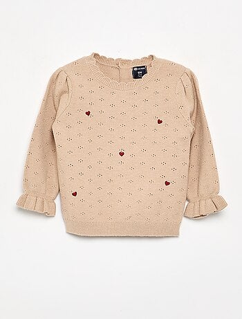 Camisola bordada em malha pointelle