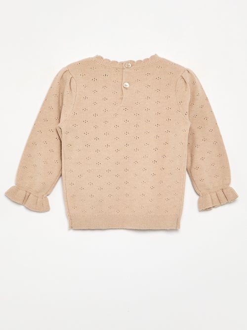 Camisola bordada em malha pointelle - Kiabi