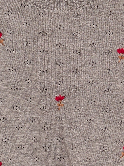 Camisola bordada em malha pointelle - Kiabi