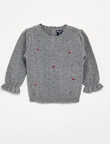 Camisola bordada em malha pointelle