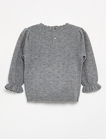 Camisola bordada em malha pointelle