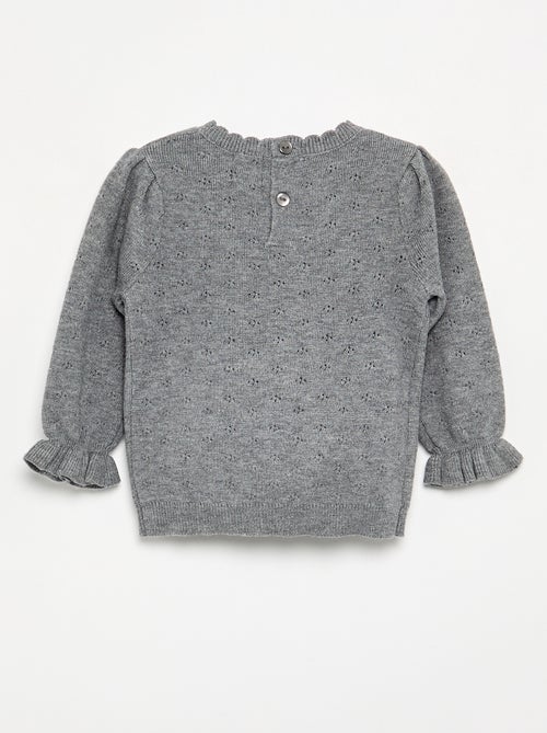Camisola bordada em malha pointelle - Kiabi