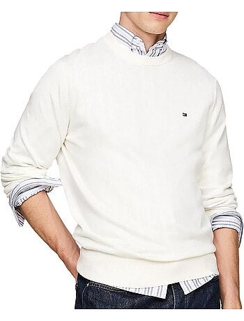 Camisola Branca de Algodão Pima Tommy Hilfiger para Homem