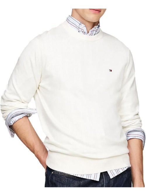 Camisola Branca de Algodão Pima Tommy Hilfiger para Homem - Kiabi Camisola Branca de Algodão Pima Tommy Hilfiger para Homem - Kiabi
