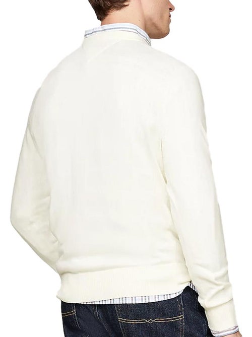 Camisola Branca de Algodão Pima Tommy Hilfiger para Homem - Kiabi Camisola Branca de Algodão Pima Tommy Hilfiger para Homem - Kiabi