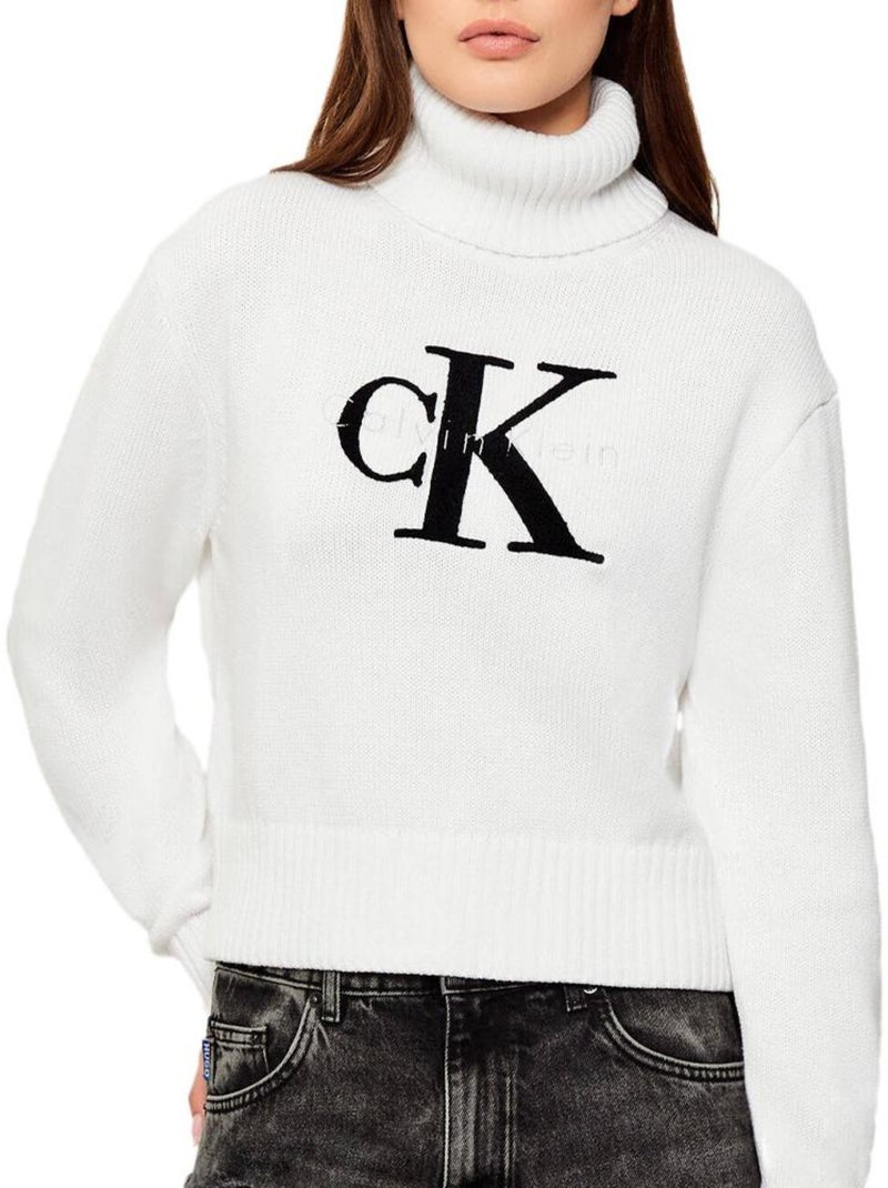 Camisola Branca de Chenille Calvin Klein Jeans para Mulher Branco - Kiabi