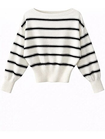 Camisola canelada com decote barco mixray