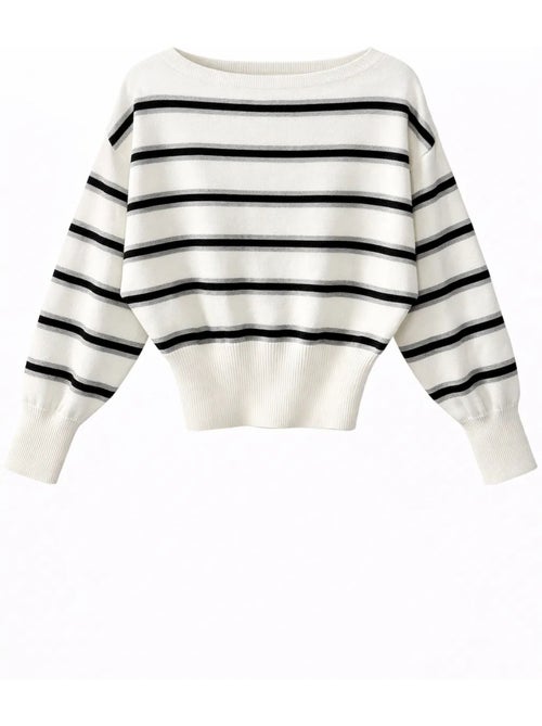 Camisola canelada com decote barco mixray - Kiabi Camisola canelada com decote barco mixray - Kiabi