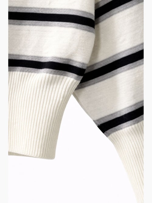 Camisola canelada com decote barco mixray - Kiabi Camisola canelada com decote barco mixray - Kiabi