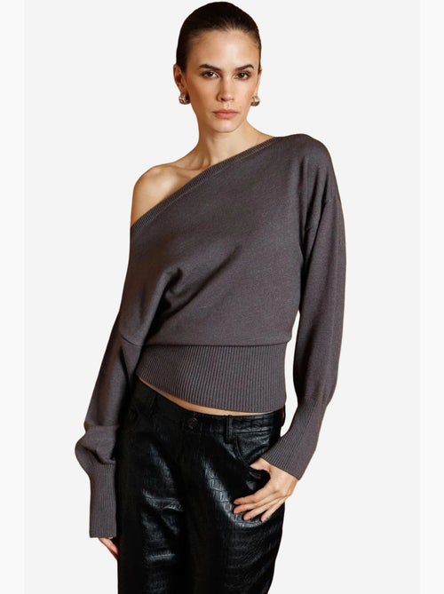 Camisola canelada com decote barco mixray - Kiabi Camisola canelada com decote barco mixray - Kiabi