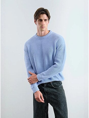 Camisola canelada comfort fit com gola redonda giesto
