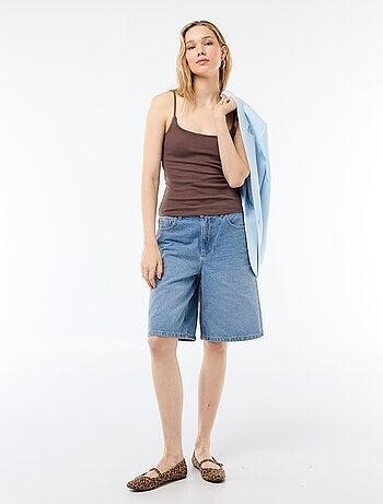 Camisola canelada de alças finas