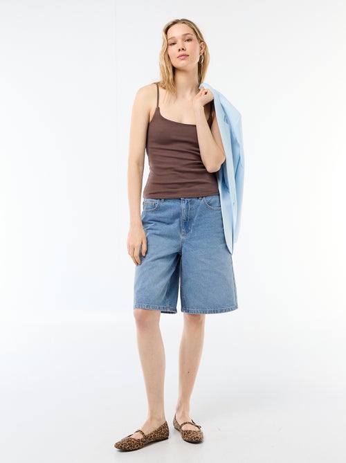 Camisola canelada de alças finas - Kiabi