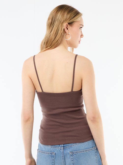 Camisola canelada de alças finas - Kiabi