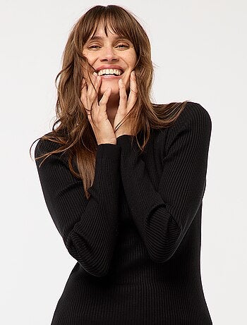 Camisola canelada de manga comprida