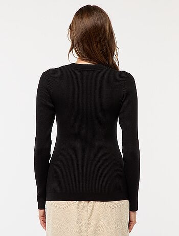 Camisola canelada de manga comprida