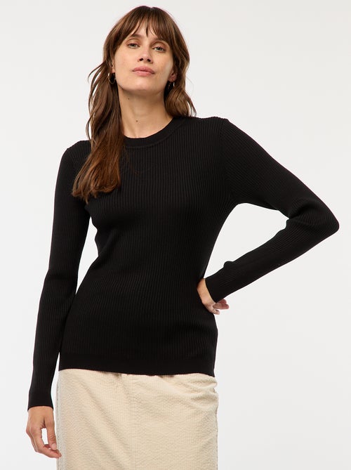 Camisola canelada de manga comprida - Kiabi