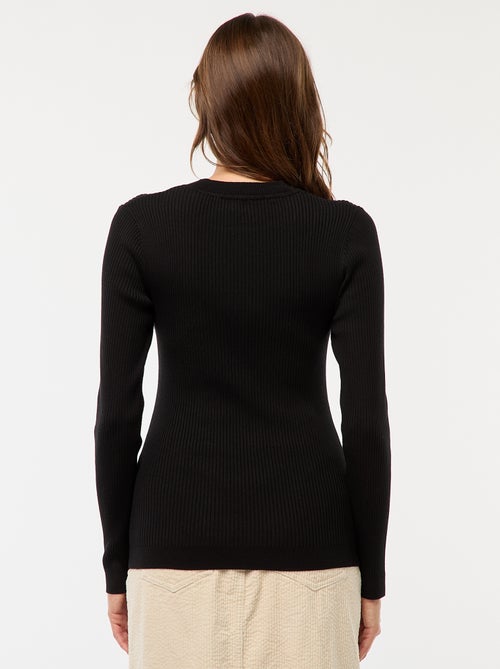 Camisola canelada de manga comprida - Kiabi