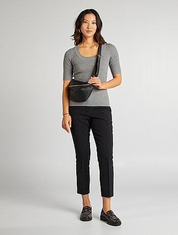 Camisola canelada de manga curta