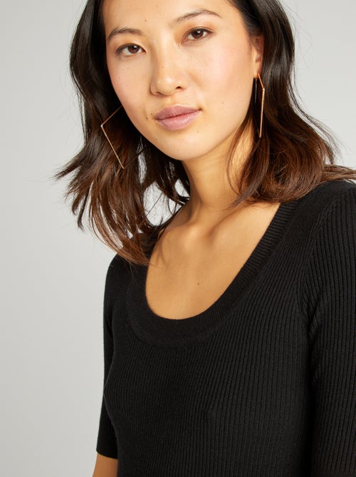 Camisola canelada de manga curta - Kiabi