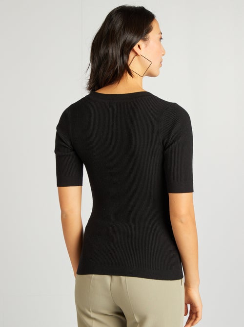 Camisola canelada de manga curta - Kiabi