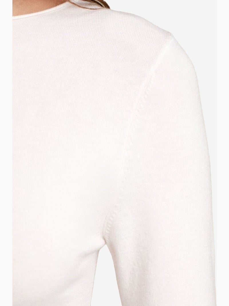 Camisola canelada decote barco dilvin Branco sujo - Kiabi
