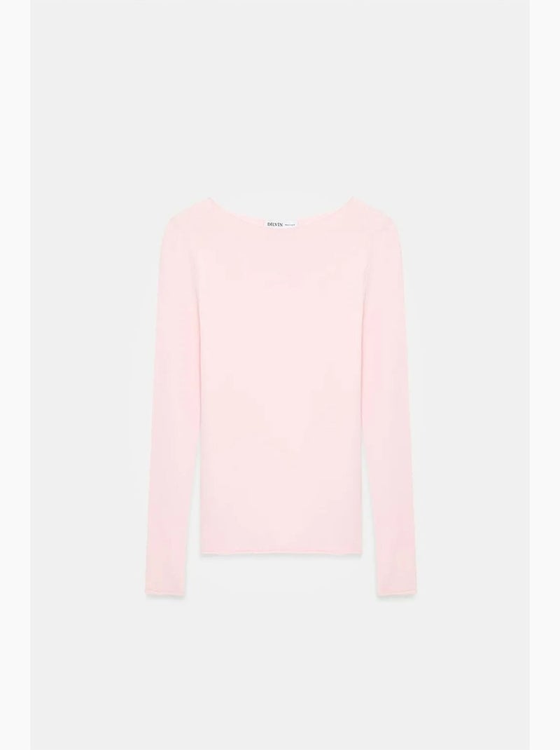 Camisola canelada decote barco dilvin Rosa doce - Kiabi