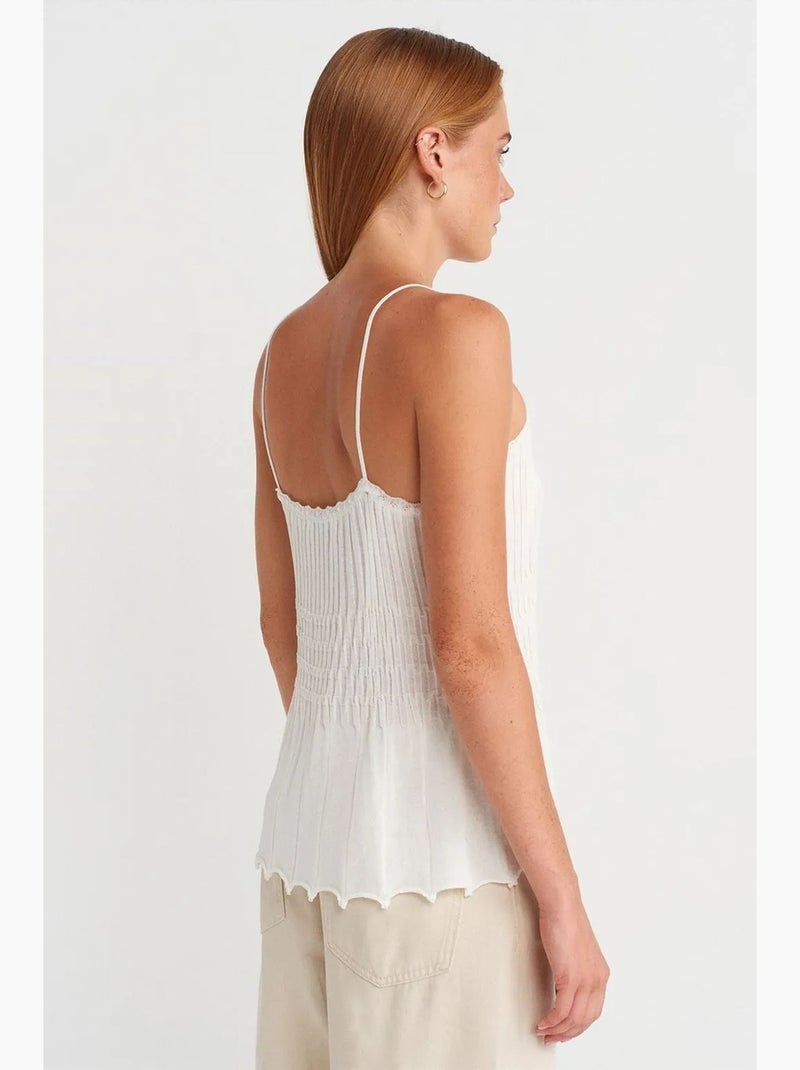 Camisola canelada decote em v dilvin Branco - Kiabi