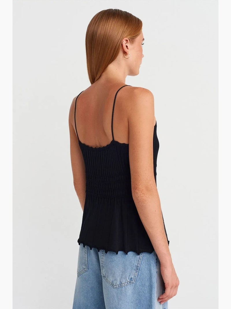 Camisola canelada decote em v dilvin Preto - Kiabi