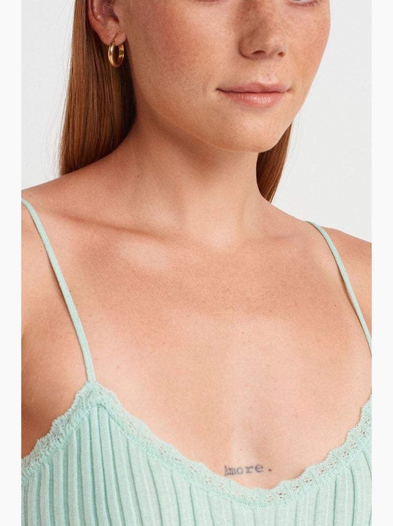 Camisola canelada decote em v dilvin Verde menta - Kiabi