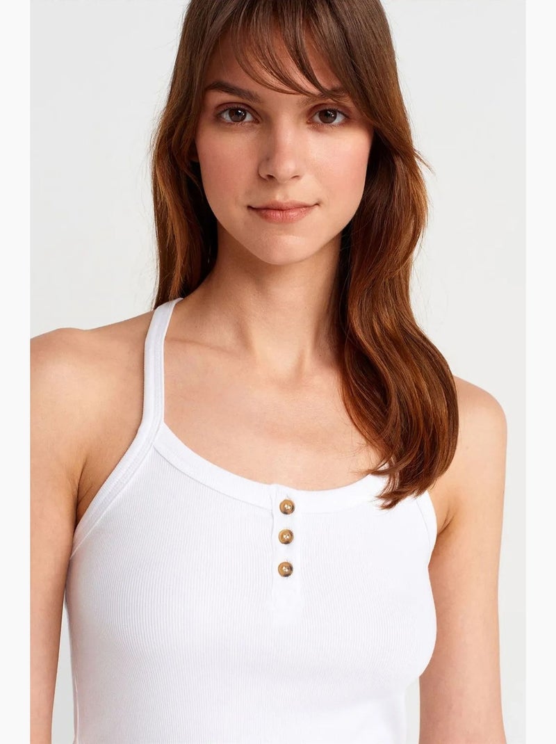 Camisola canelada dilvin Branco - Kiabi