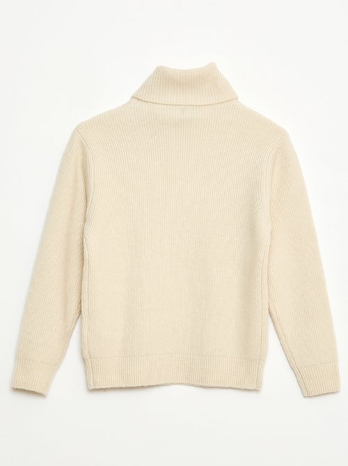 Camisola canelada lisa com gola alta - Kiabi