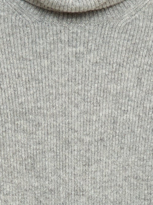 Camisola canelada lisa de gola alta - Kiabi